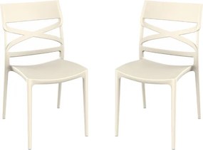 Sedia polipropilene per interno e esterno impilabile MIROK Crema set 2 pezzi
