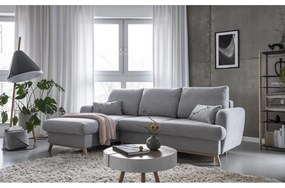 Divano angolare grigio chiaro allungabile/con contenitore (con penisola a sinistra/con chaise lounge) Scandic Lagom – Miuform