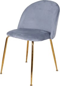 Sedia da pranzo in velluto Grigio Balena con gambe in metallo Oro - PARIS 2 sedie