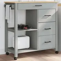 Carrello da Cucina MONZA 84x40x90 cm in Legno Massello di Pino 376116