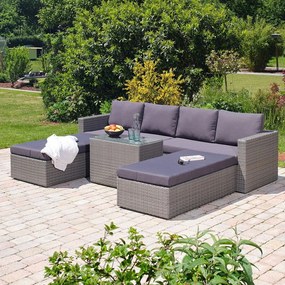 Set da giardino in rattan artificiale grigio per 4 persone Drammen - Bonami Selection