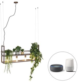 Lampada a sospensione intelligente marrone ruggine con ripiano incl. 4 Wifi A60 - Cage Rack