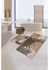 Set di tappetini per il bagno in velluto marroni 2 pz 60x100 cm Abstract Faces – Mila Home