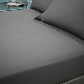 Lenzuolo grigio scuro in cotone egiziano elasticizzato 90x190 cm - Bianca