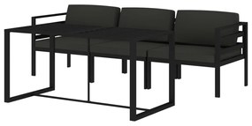 Set divani da giardino 4 pz con cuscini in alluminio antracite