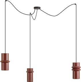 Lampada a sospensione retrò rossa con nero a 3 luci - Monti