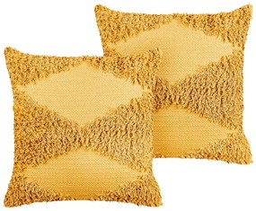 Set di 2 cuscini cotone giallo 45 x 45 cm RHOEO Beliani