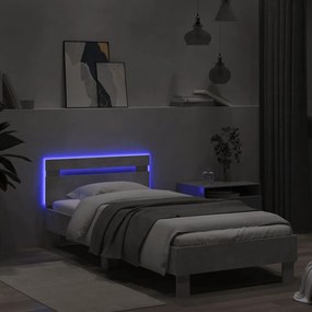 Giroletto con testiera e led grigio cemento 75x190 cm