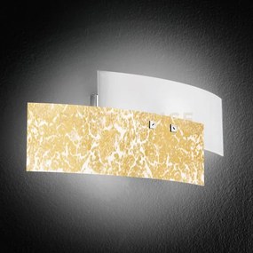 Lara a/p - applique a parete  in metallo e vetro bianco foglia oro ...