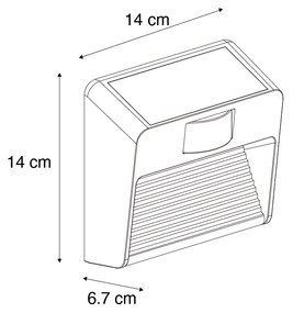 Lampada da parete nera con LED IP54 con sensore di movimento solare - Border