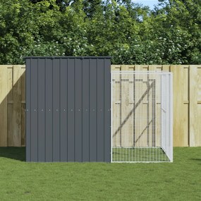 Casetta cani con corsa antracite 214x253x181 cm acciaio zincato