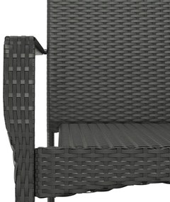 Set da pranzo da giardino 7 pz nero con cuscini in polyrattan