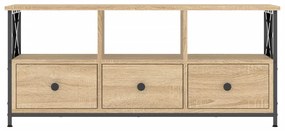 Mobile tv rovere sonoma 102x33x45 cm legno multistrato e ferro