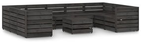 Set Salotto da Giardino 10pz in Legno di Pino Impregnato Grigio