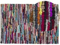 Tappeto di pezza Multicolore con cotone 140 x 200 cm rettangolare intrecciato a mano Boho orientale