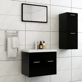 Set Mobili Da Bagno Nero İn Truciolato /