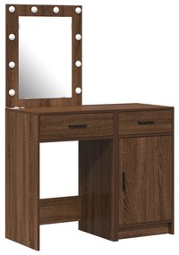 Set da 2 pezzi per vanity con led in legno nero ingegnerizzato