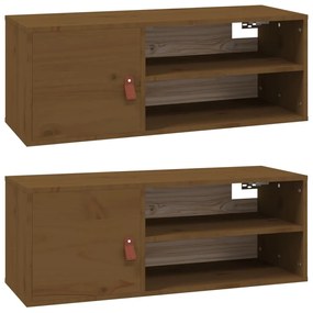 Pensili 2 pz marrone miele 80x30x30cm in legno massello di pino