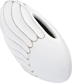 Vaso in resina con decorazioni in rilievo 34X11,5X24,5 cm bianco