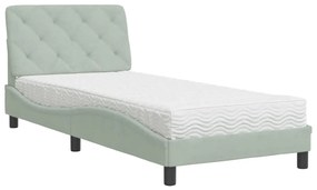 Letto con materasso grigio chiaro 90x190 cm in velluto