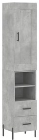 Credenza grigio cemento 34,5x34x180 cm in legno multistrato