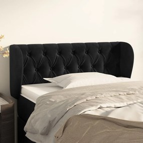 Testiera Ad Orecchio Nera 103x23x78/88 Cm İn Velluto /