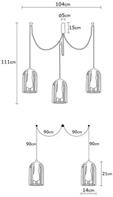 Lampada a sospensione nera per 3 lampadine Pamukkale - Opviq lights