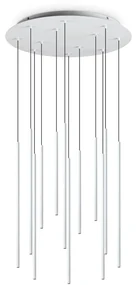 Sospensione Moderna Filo Metallo Bianco 12 Luci Led 25W 3000K Luce Calda