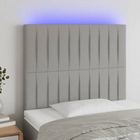Testiera A Led Grigio Chiaro 90x5x118/128 Cm İn Tessuto /
