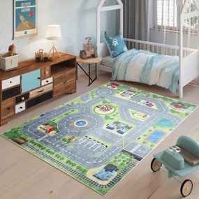 Tappeto per bambini con il motivo di una parte della città  Larghezza: 80 cm | Lunghezza: 150 cm