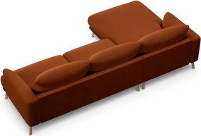 Divano angolare color terracotta (con penisola a sinistra/con chaise lounge) con rivestimento in velluto Naomi – Micadoni