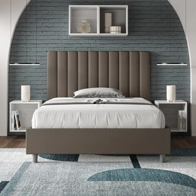 Letto una piazza e mezza contenitore imbottito 120x200 similpelle cappuccino Agueda