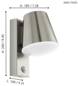 Eglo 97453 - Applique da esterno con sensore CALDIERO 1xE27/10W/230V