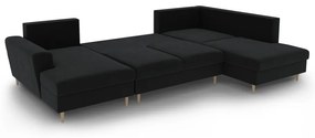 Divano angolare nero allungabile e con contenitore (con penisola a destra/a U) con rivestimento in velluto Kyoto – Cosmopolitan Design