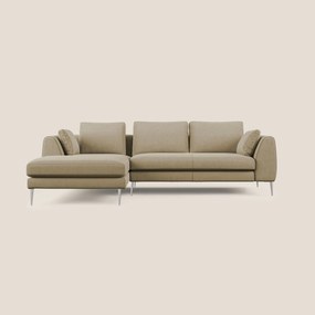 Plano divano moderno angolare con penisola in microfibra smacchiabile T11 beige