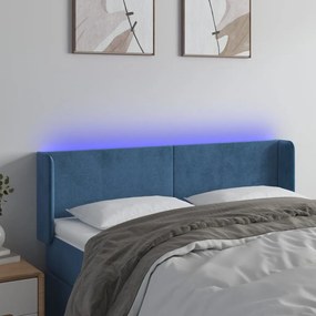 Testiera A Led Blu Scuro 147x16x78/88 Cm İn Velluto /