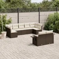 Set Divani da Giardino 9pz con Cuscini Marrone in Polyrattan 3220622