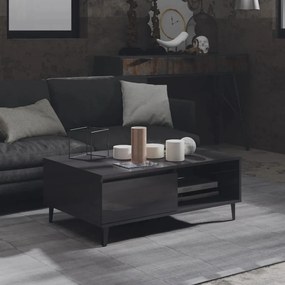 Tavolino da caffè grigio lucido 90x60x35 cm in truciolato