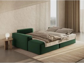 Divano angolare verde scuro allungabile/con contenitore (con penisola a sinistra/con chaise lounge) con rivestimento in velluto Jodie – Micadoni