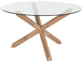 Tavolo da Pranzo Home ESPRIT Naturale Vetro Temperato legno di rovere 130 x 130 x 75 cm