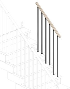 Balaustra in kit IRIS Gala 3GR in legno grigio antracite, corrimano in legno bianco, L 120 cm fissaggio a pavimento
