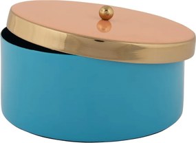 Scatola decorativa blu in metallo ø 16x6 cm Double Funky – PT LIVING