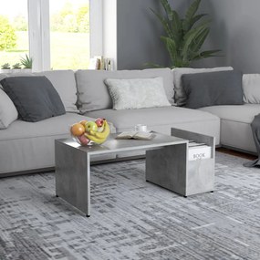 Tavolino Da Salotto Grigio Cemento 90x45x35cm Legno Multistrato /