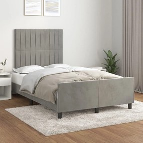 Giroletto Senza Materasso Grigio Chiaro 120x200 Cm Velluto /