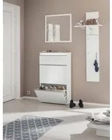 Scarpiera moderna, Made in Italy, a 2 ante e 1 anta a ribalta, Mobile Portascarpe da ingresso, cm 60x27h108, Bianco lucido