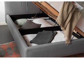 Letto matrimoniale imbottito grigio con contenitore con rete inclusa 140x200 cm Mattis – Meise Möbel