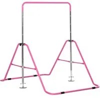 Barra Trazioni per Bambini 148x105x88-128 cm 4 Altezze Regolabili in Acciaio Rosa