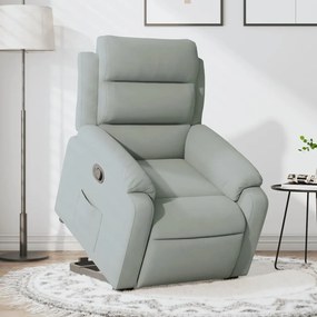 Poltrona Alzapersona Reclinabile Grigio Chiaro İn Velluto /