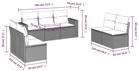 Set divani da giardino 7pz con cuscini grigio chiaro polyrattan