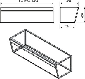 Scaffale da sotto lavabo bianco/nero in metallo da appendere 218x40 cm Aruba – Sapho